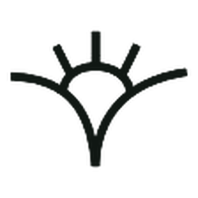 Mountain Sky Guest Ranch brand: A half sun with three rays rising between two curved arms