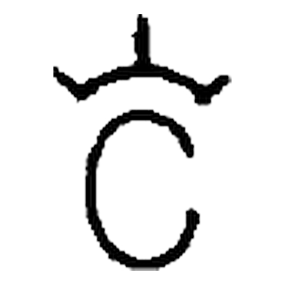 Rancho de los Caballeros brand: A C under an arch with a short upright at its peak, like a crown